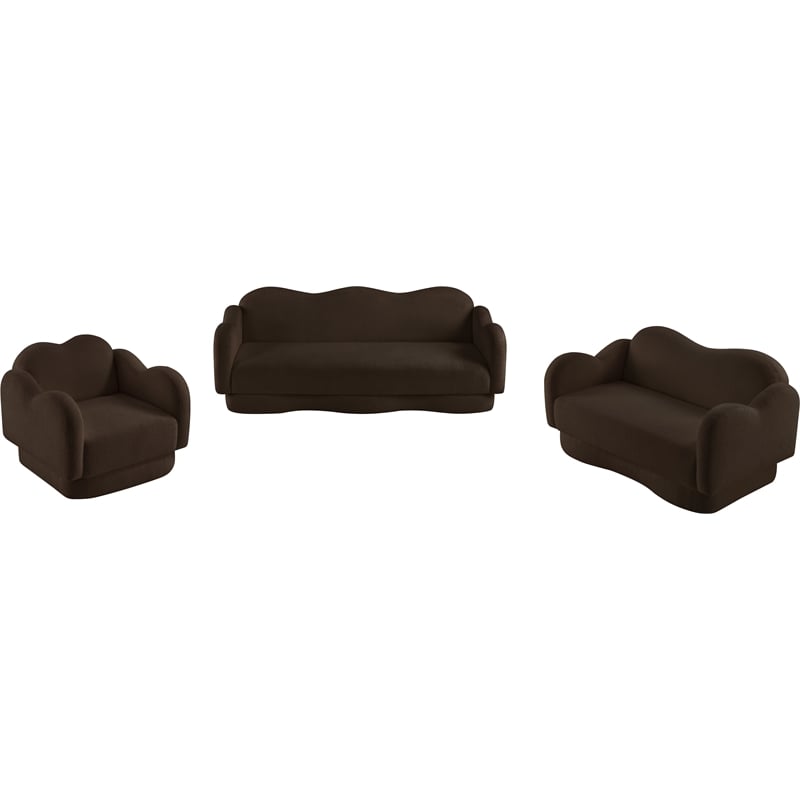 Bowery Hill Contemporary Soft Brown Teddy Durable Fabric Sofa