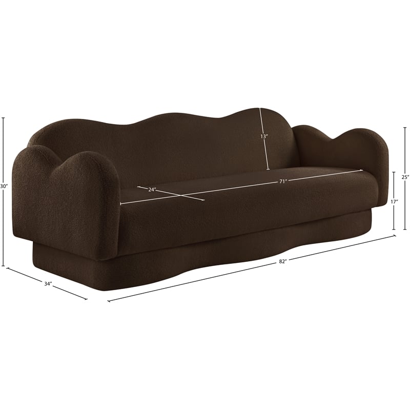 Bowery Hill Contemporary Soft Brown Teddy Durable Fabric Sofa