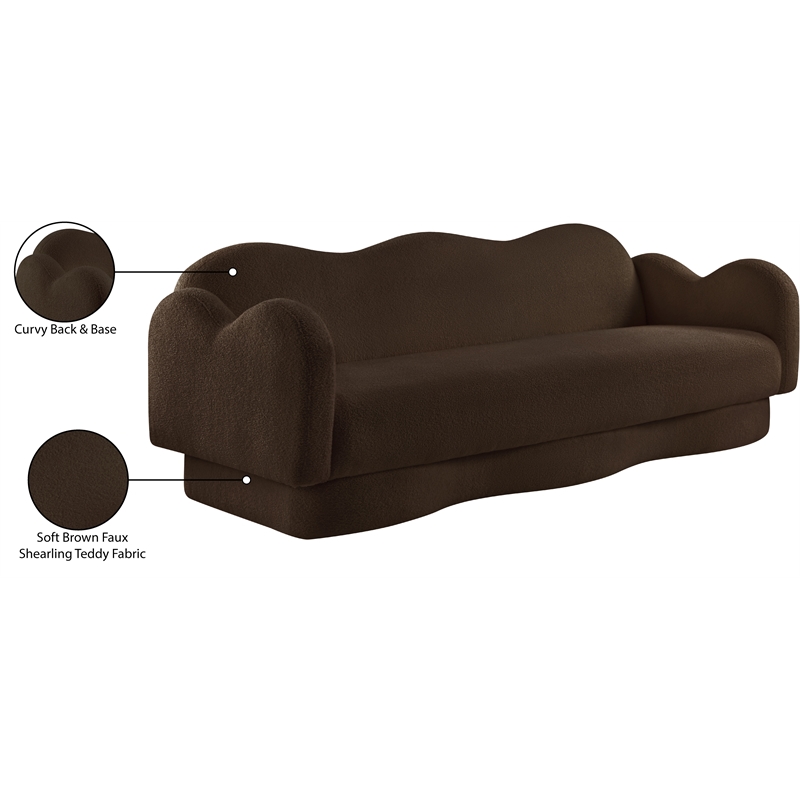 Bowery Hill Contemporary Soft Brown Teddy Durable Fabric Sofa