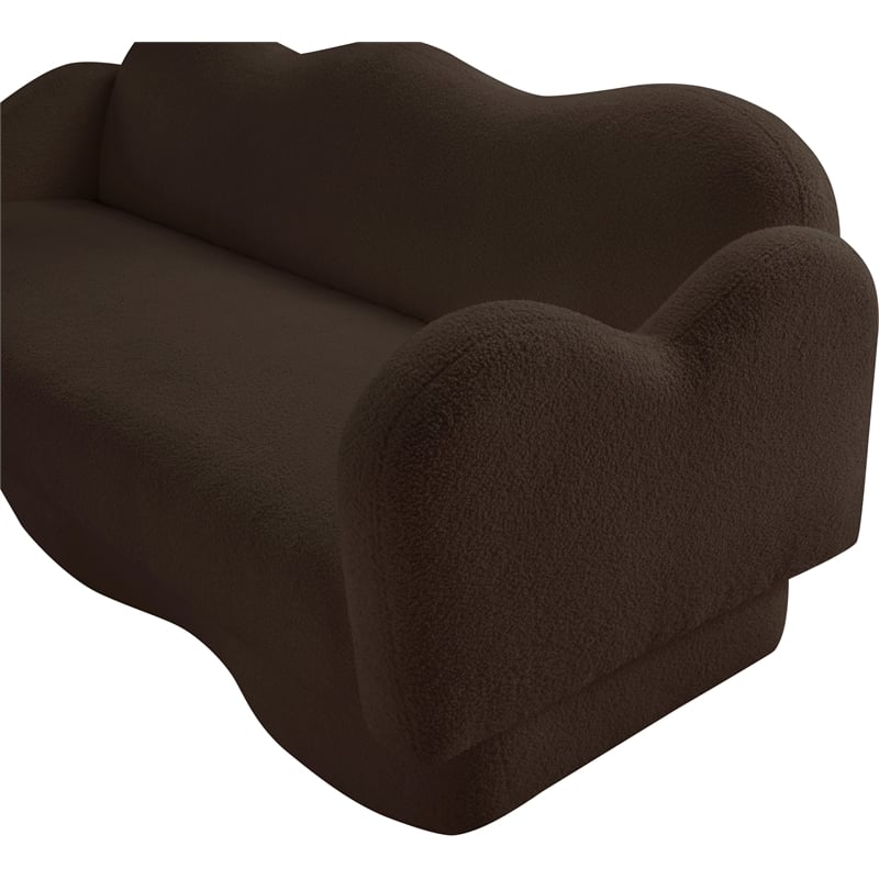 Bowery Hill Contemporary Soft Brown Teddy Durable Fabric Sofa