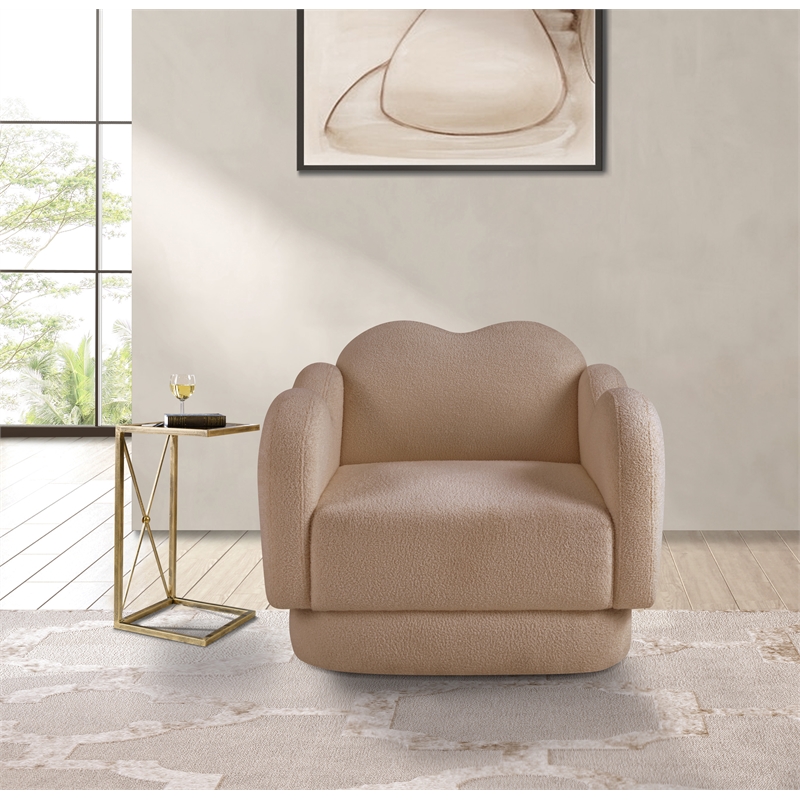 Bowery Hill Contemporary Soft Beige Teddy Durable Fabric Chair