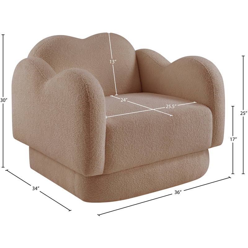 Bowery Hill Contemporary Soft Beige Teddy Durable Fabric Chair