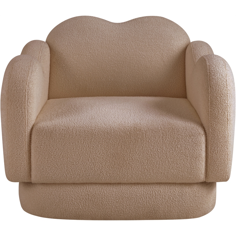 Bowery Hill Contemporary Soft Beige Teddy Durable Fabric Chair