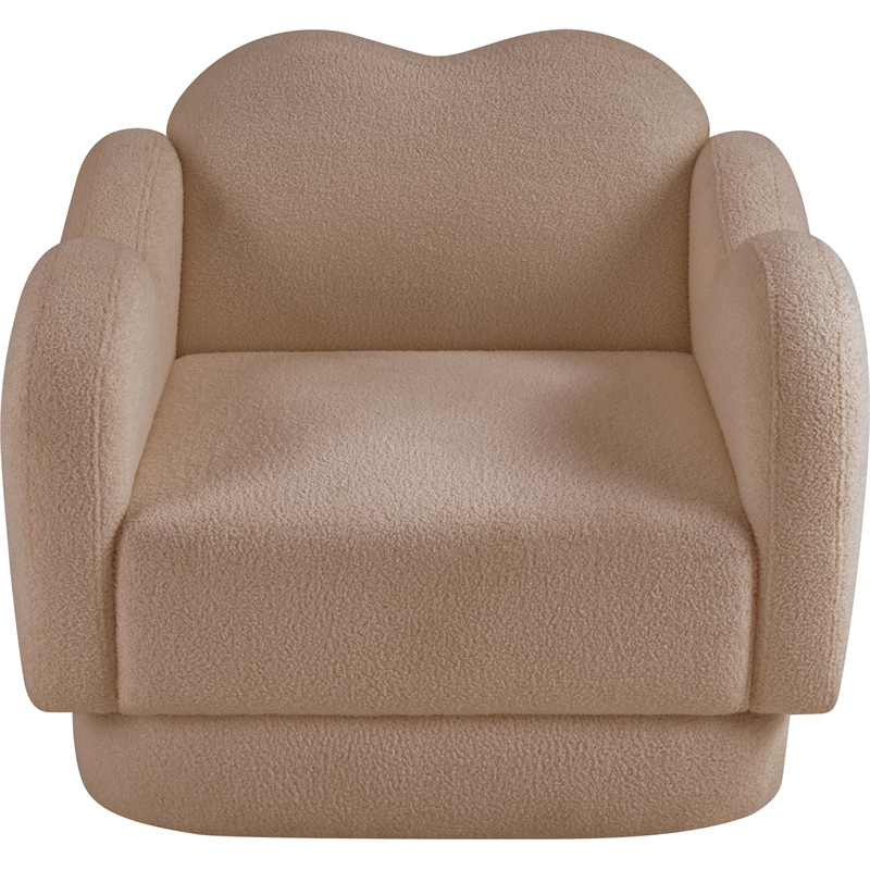 Bowery Hill Contemporary Soft Beige Teddy Durable Fabric Chair