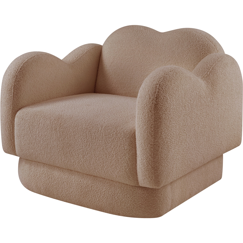 Bowery Hill Contemporary Soft Beige Teddy Durable Fabric Chair