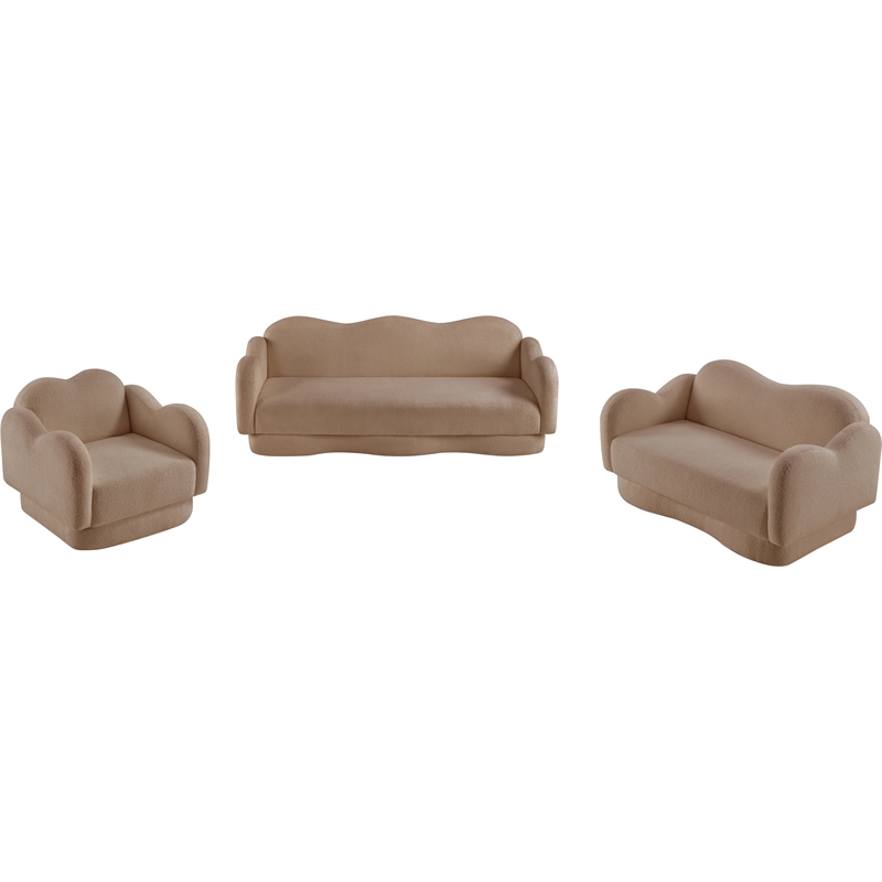 Bowery Hill Contemporary Soft Beige Teddy Durable Fabric Chair