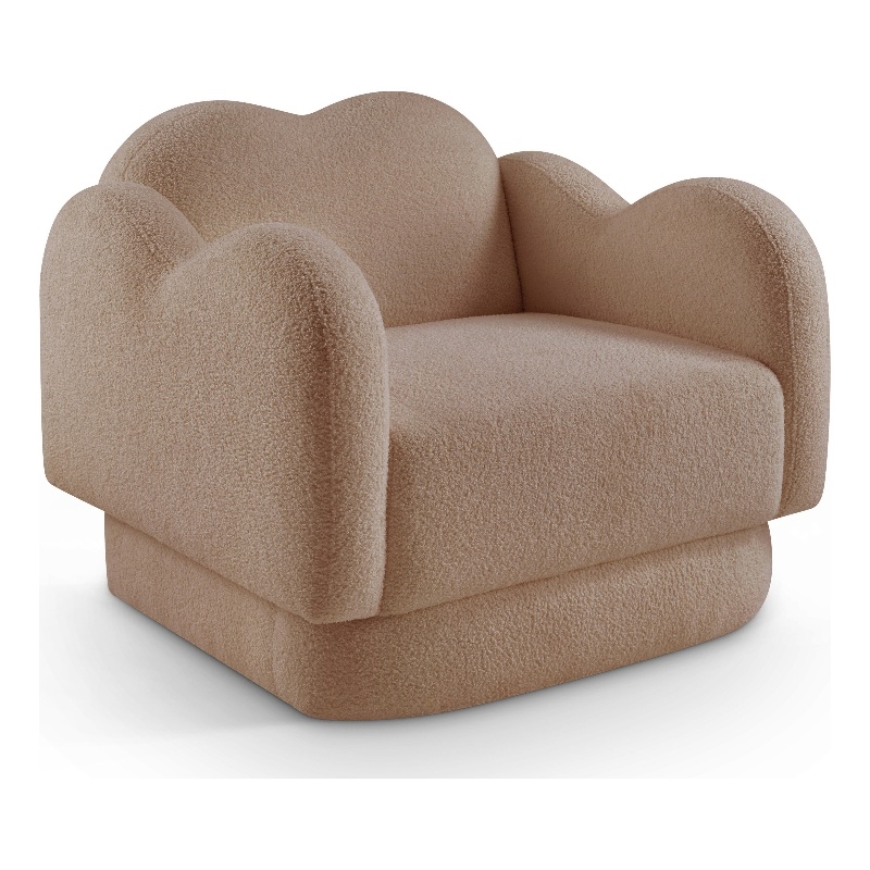 Bowery Hill Contemporary Soft Beige Teddy Durable Fabric Chair
