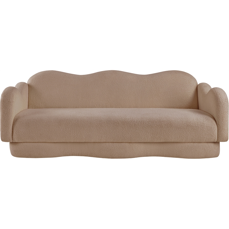 Bowery Hill Contemporary Soft Beige Teddy Durable Fabric Sofa