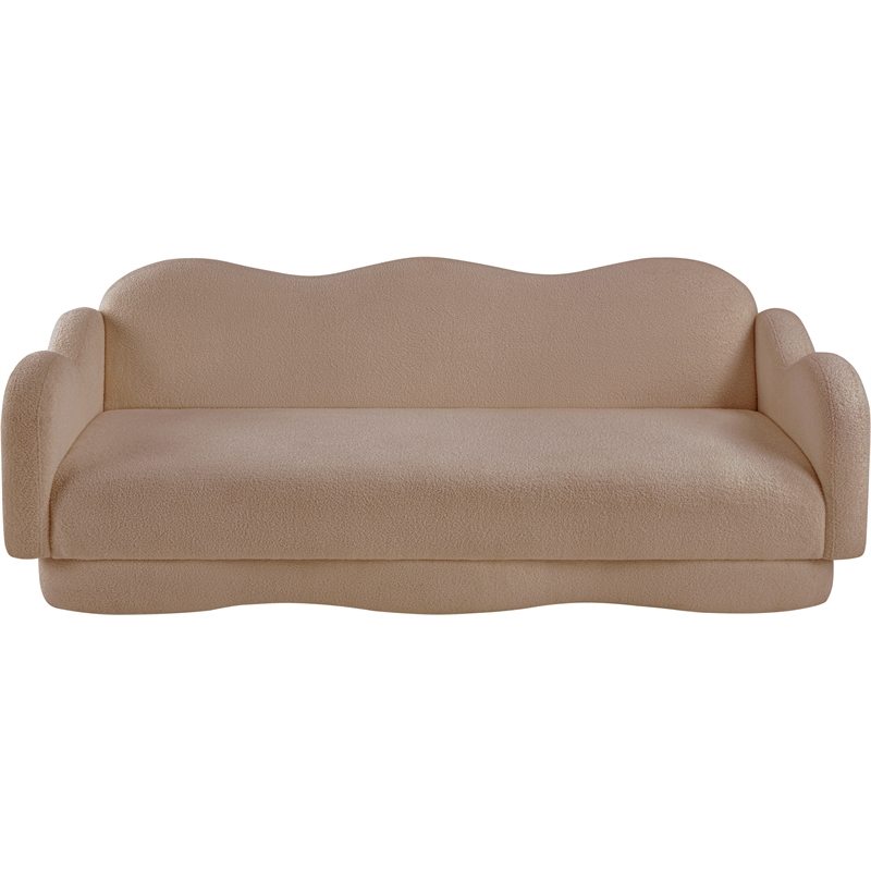 Bowery Hill Contemporary Soft Beige Teddy Durable Fabric Sofa