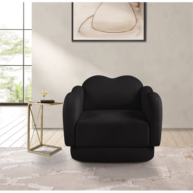 Bowery Hill Contemporary Soft Black Teddy Durable Fabric Chair