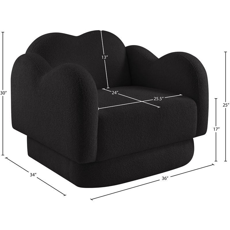 Bowery Hill Contemporary Soft Black Teddy Durable Fabric Chair