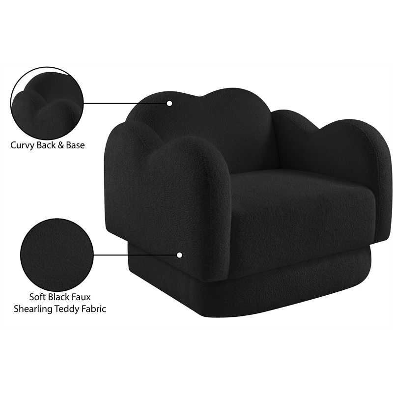 Bowery Hill Contemporary Soft Black Teddy Durable Fabric Chair