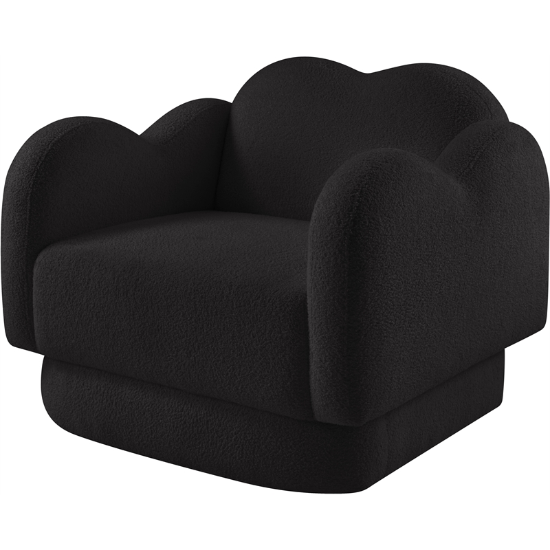 Bowery Hill Contemporary Soft Black Teddy Durable Fabric Chair