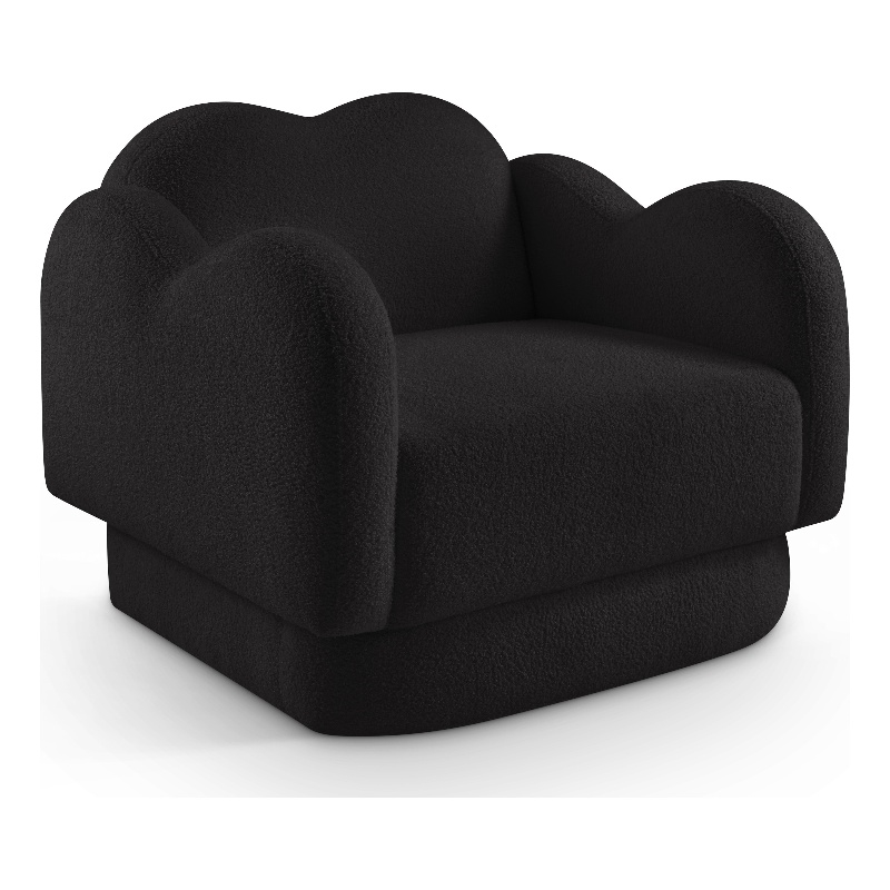 Bowery Hill Contemporary Soft Black Teddy Durable Fabric Chair