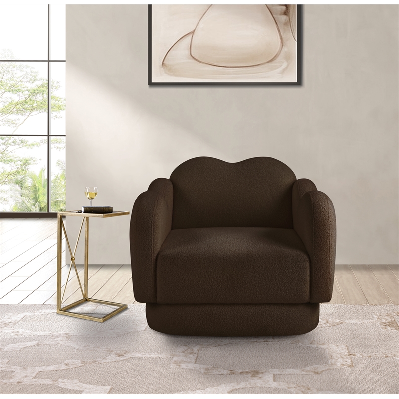 Bowery Hill Contemporary Soft Brown Teddy Durable Fabric Chair