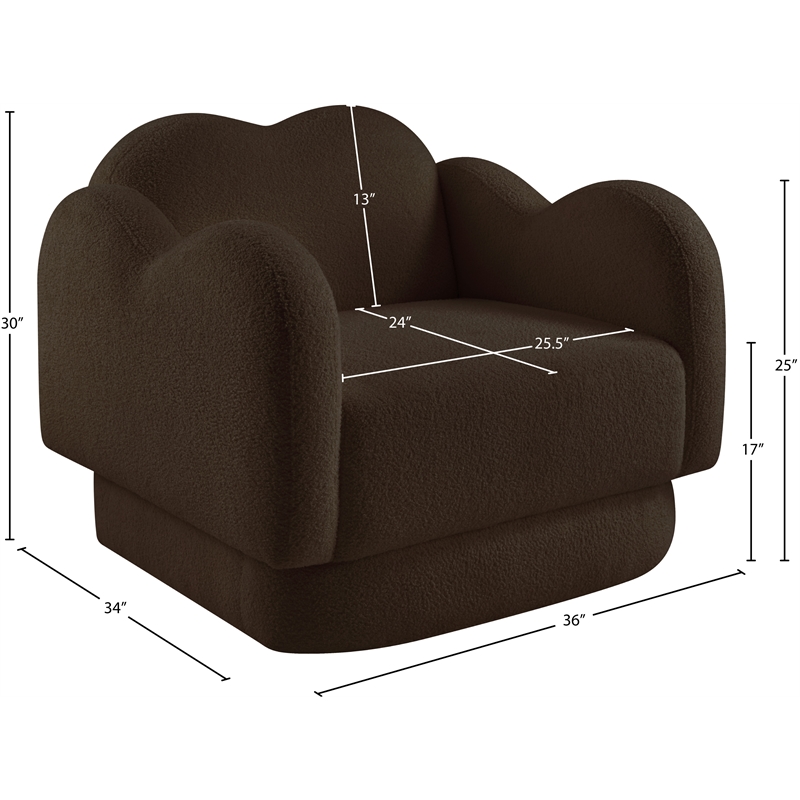 Bowery Hill Contemporary Soft Brown Teddy Durable Fabric Chair