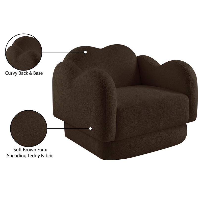 Bowery Hill Contemporary Soft Brown Teddy Durable Fabric Chair