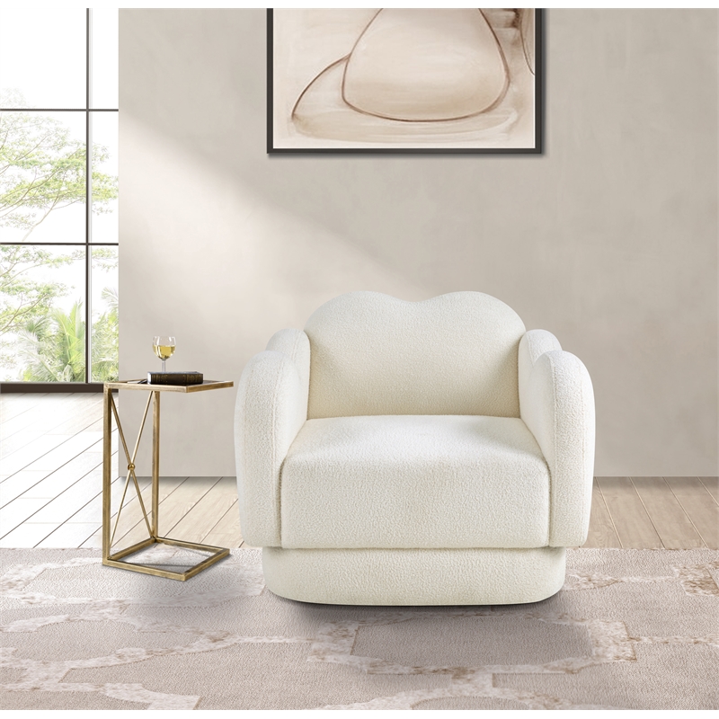 Bowery Hill Contemporary Soft Cream Teddy Durable Fabric Chair