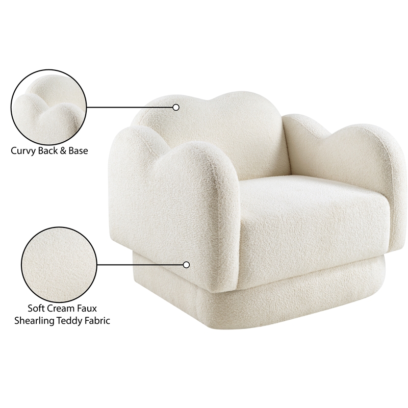 Bowery Hill Contemporary Soft Cream Teddy Durable Fabric Chair