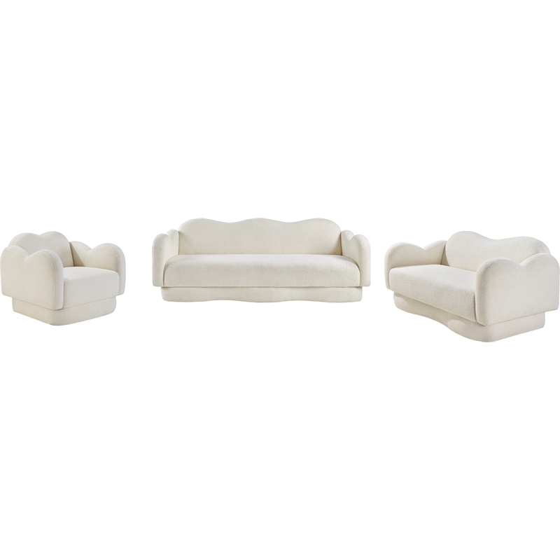 Bowery Hill Contemporary Soft Cream Teddy Durable Fabric Chair