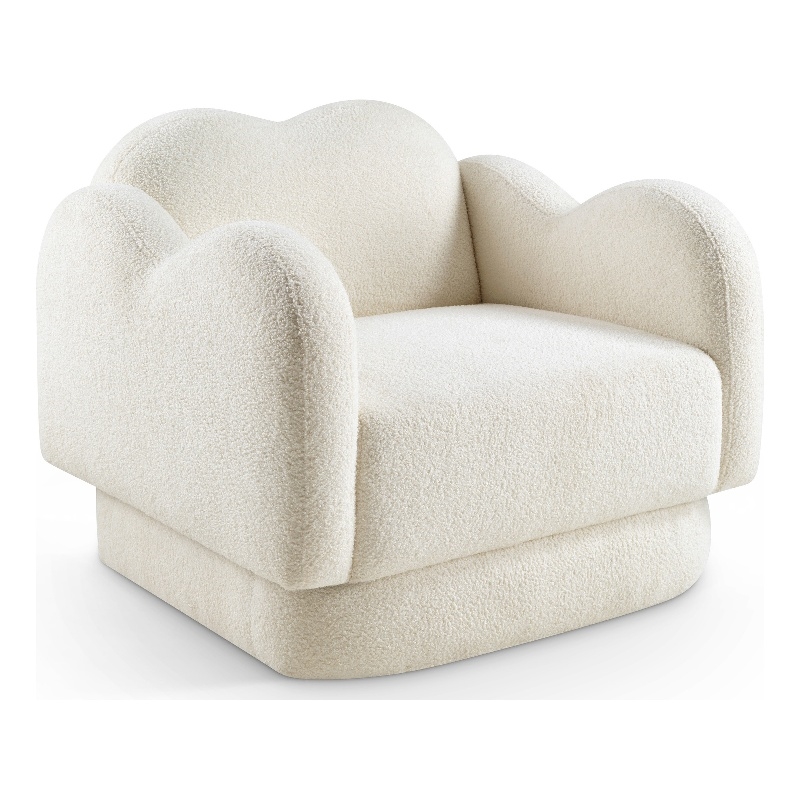 Bowery Hill Contemporary Soft Cream Teddy Durable Fabric Chair