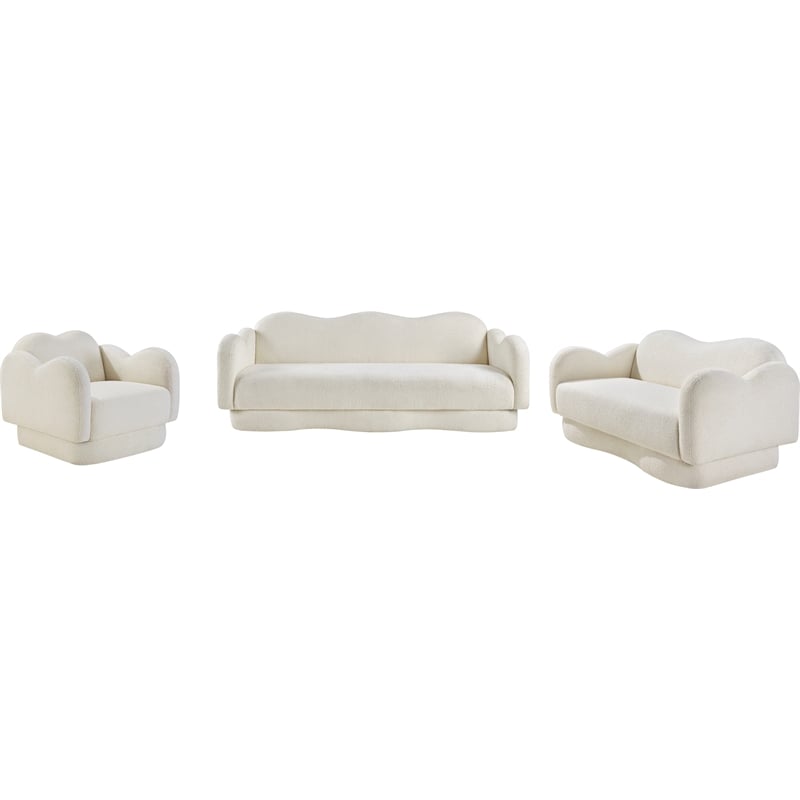 Bowery Hill Contemporary Soft Cream Teddy Durable Fabric Sofa