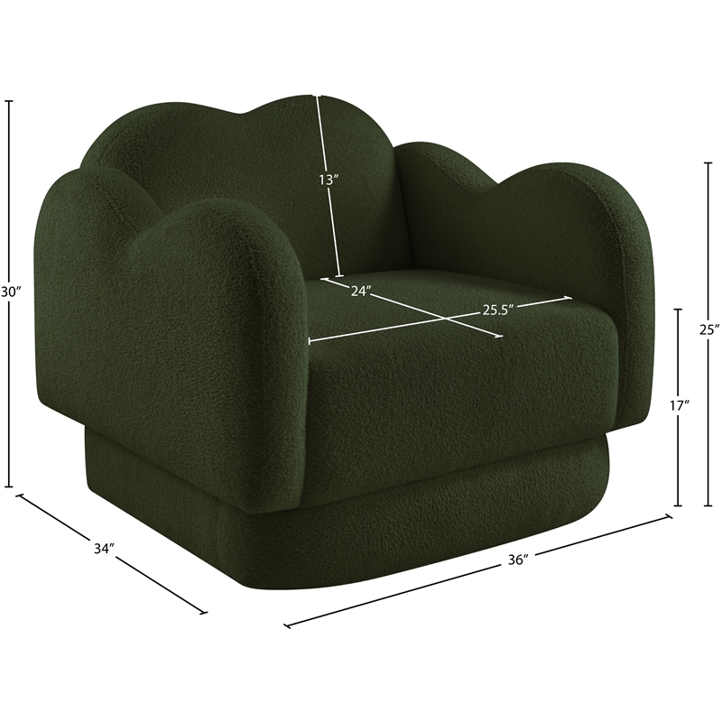 Bowery Hill Contemporary Soft Green Teddy Durable Fabric Chair