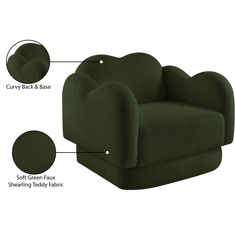 Bowery Hill Contemporary Soft Green Teddy Durable Fabric Chair