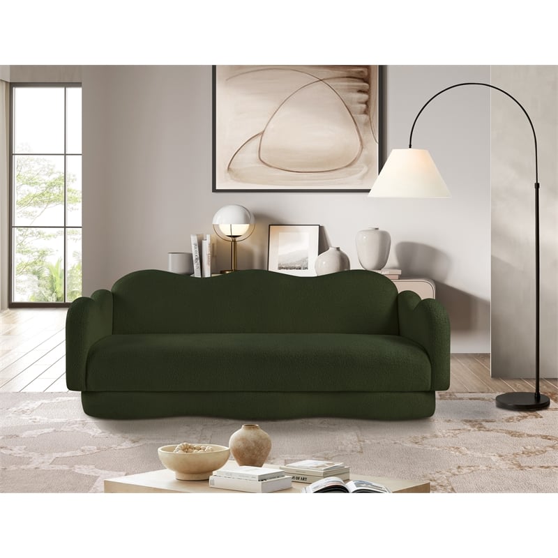 Bowery Hill Contemporary Soft Green Teddy Durable Fabric Sofa
