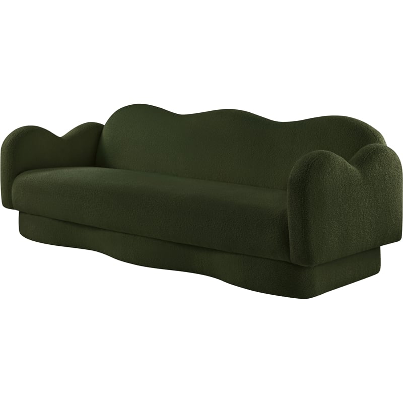 Bowery Hill Contemporary Soft Green Teddy Durable Fabric Sofa