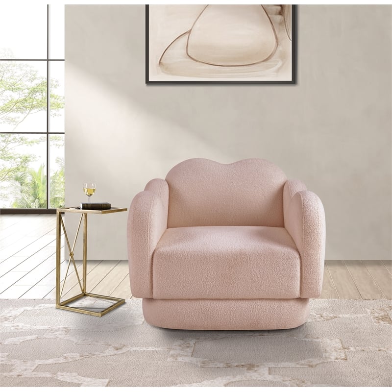 Bowery Hill Contemporary Soft Pink Teddy Durable Fabric Chair