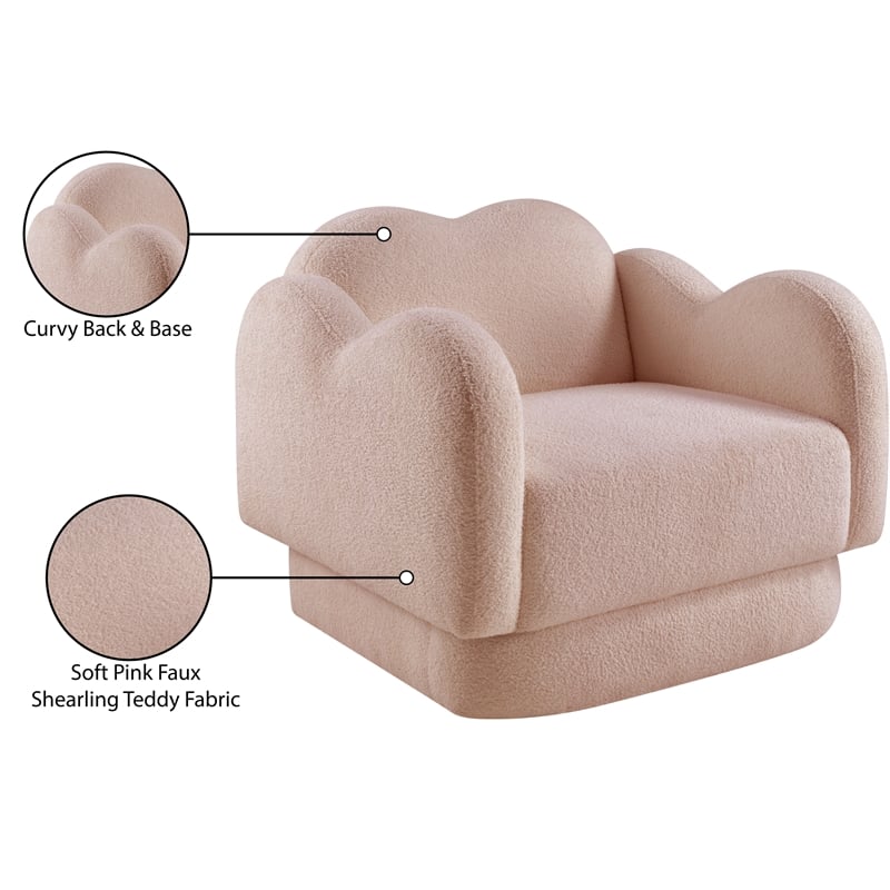 Bowery Hill Contemporary Soft Pink Teddy Durable Fabric Chair