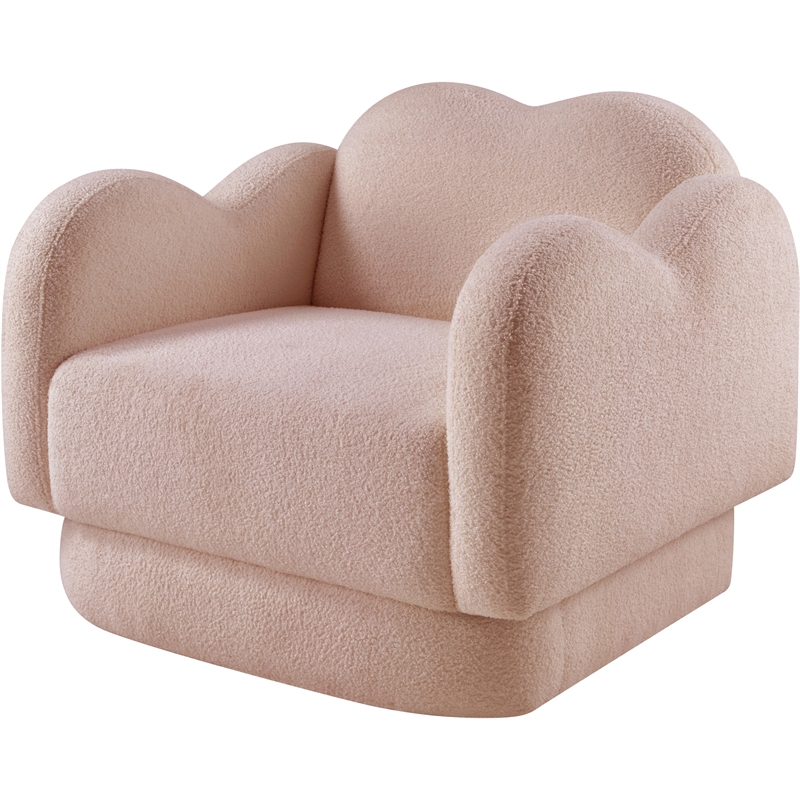Bowery Hill Contemporary Soft Pink Teddy Durable Fabric Chair