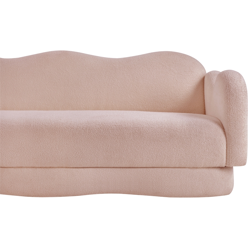 Bowery Hill Contemporary Soft Pink Teddy Durable Fabric Sofa