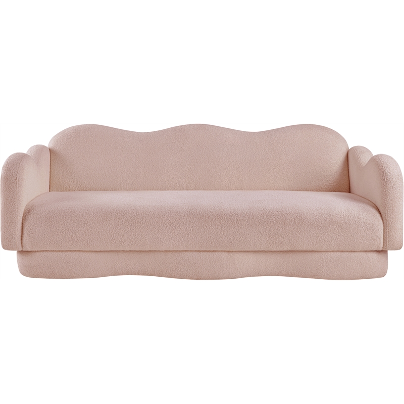 Bowery Hill Contemporary Soft Pink Teddy Durable Fabric Sofa