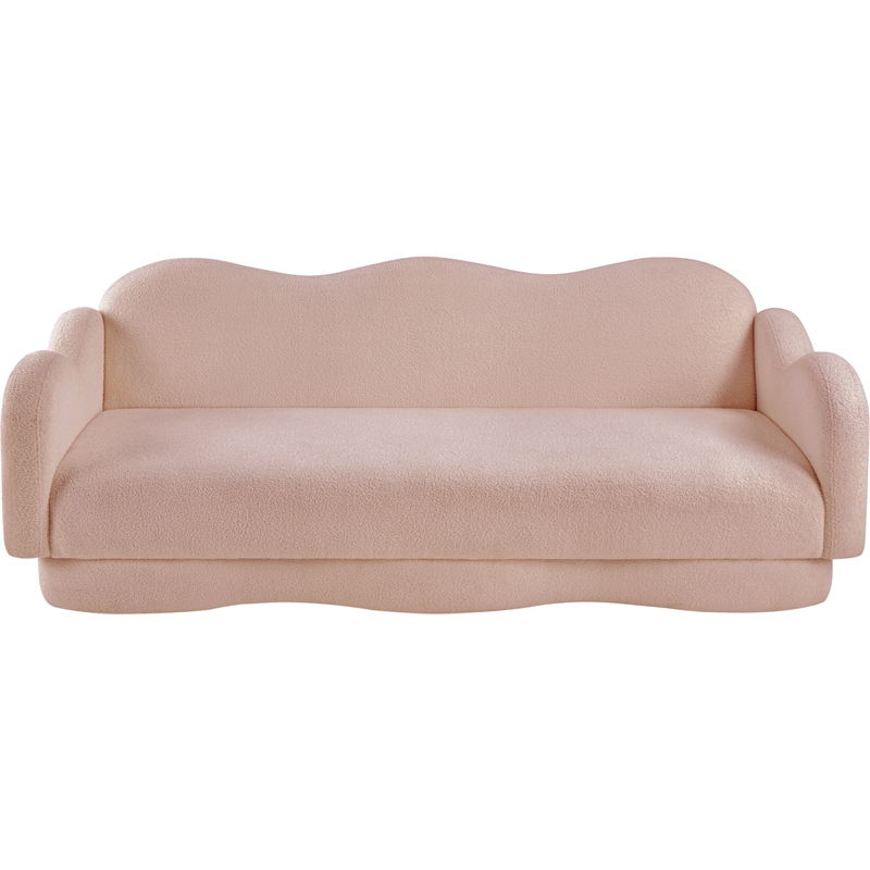 Bowery Hill Contemporary Soft Pink Teddy Durable Fabric Sofa