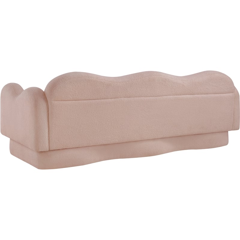 Bowery Hill Contemporary Soft Pink Teddy Durable Fabric Sofa