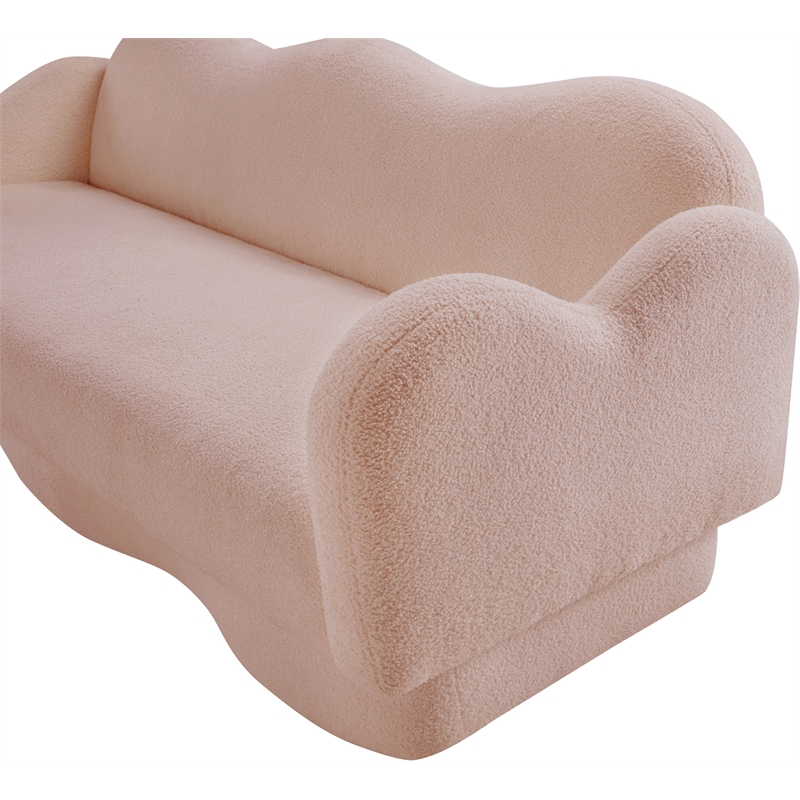 Bowery Hill Contemporary Soft Pink Teddy Durable Fabric Sofa