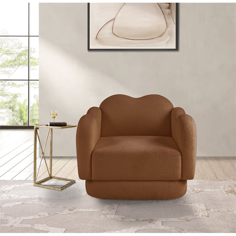 Bowery Hill Contemporary Soft Saddle Teddy Durable Fabric Chair