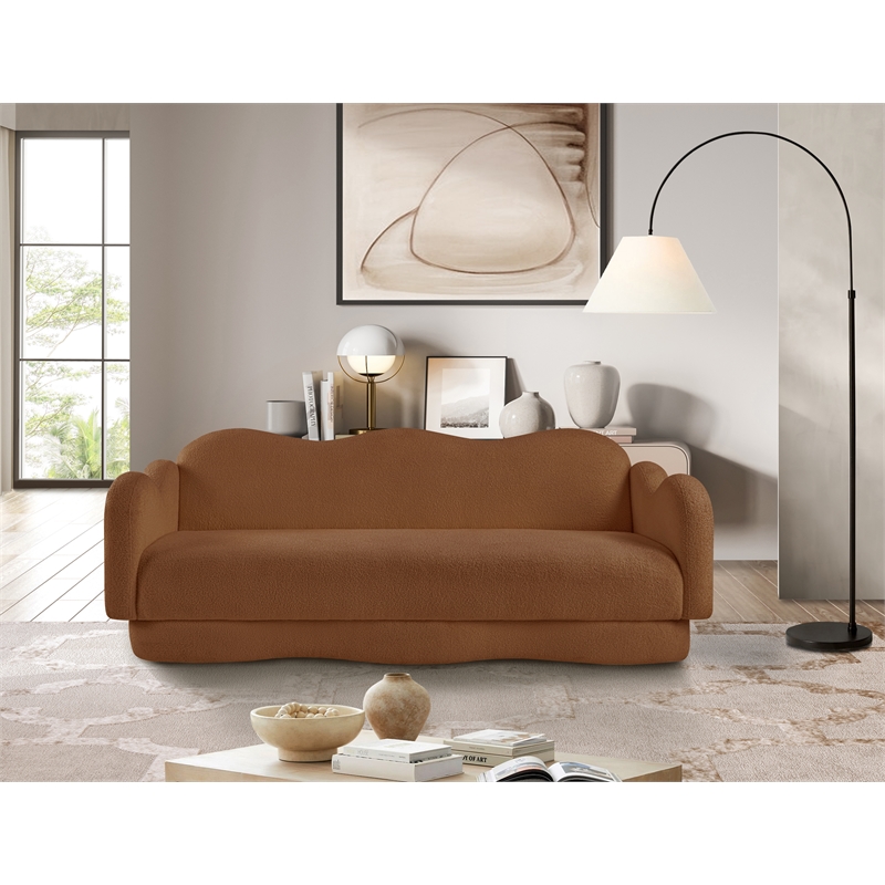 Bowery Hill Contemporary Soft Saddle Teddy Durable Fabric Sofa