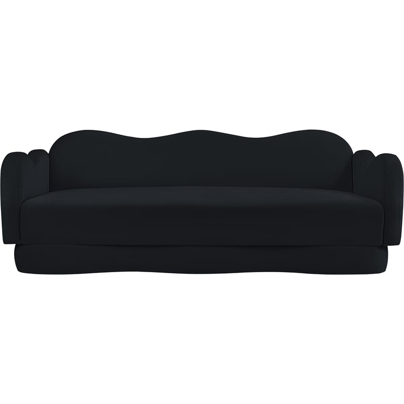 Bowery Hill Contemporary Solid Wood Frame Black Durable Velvet Sofa