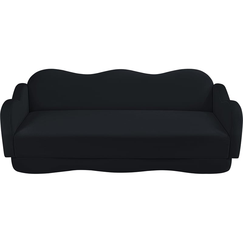 Bowery Hill Contemporary Solid Wood Frame Black Durable Velvet Sofa