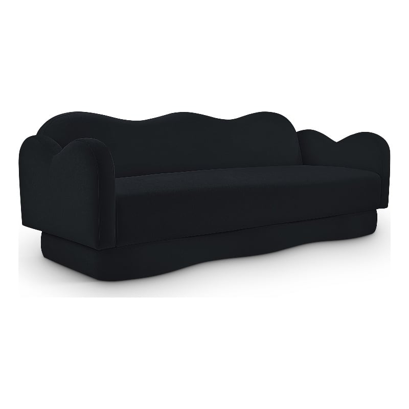 Bowery Hill Contemporary Solid Wood Frame Black Durable Velvet Sofa