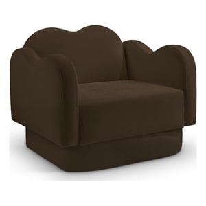 Bowery Hill Contemporary Solid Wood Frame Brown Durable Velvet Chair