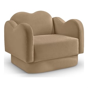 Bowery Hill Contemporary Solid Wood Frame Camel Durable Velvet Chair