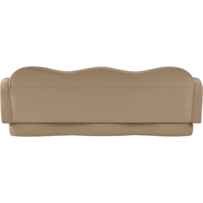 Bowery Hill Contemporary Solid Wood Frame Camel Durable Velvet Sofa