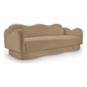 Bowery Hill Contemporary Solid Wood Frame Camel Durable Velvet Sofa