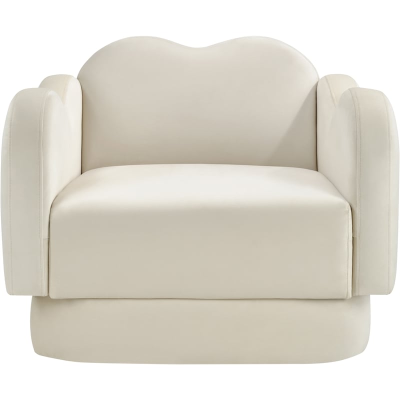 Bowery Hill Contemporary Solid Wood Frame Cream Durable Velvet Chair