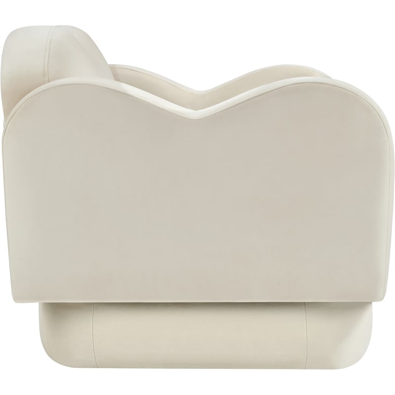 Bowery Hill Contemporary Solid Wood Frame Cream Durable Velvet Chair
