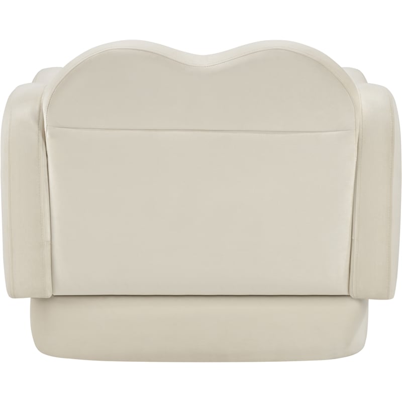 Bowery Hill Contemporary Solid Wood Frame Cream Durable Velvet Chair